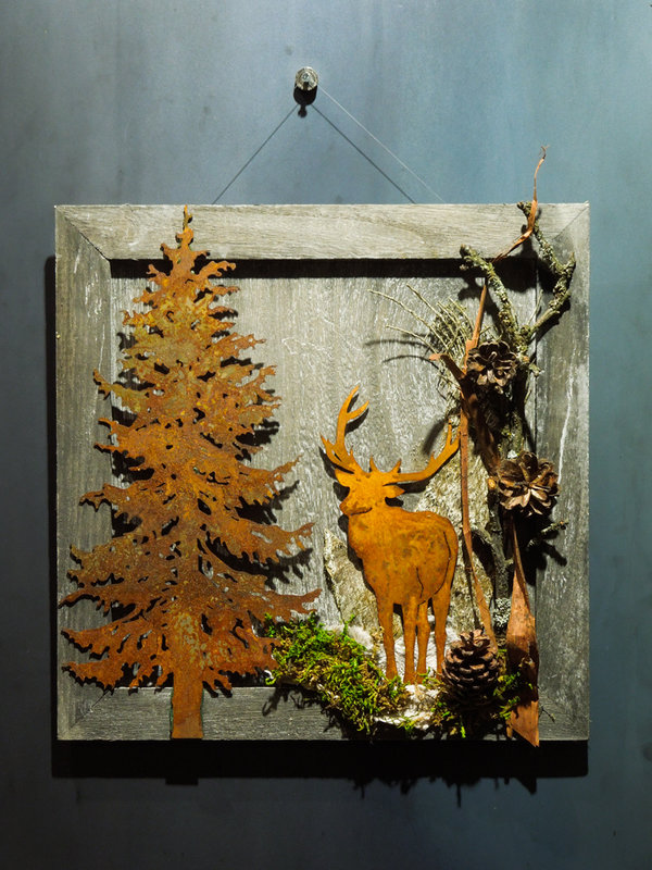 Wandbild groß "Hirsch und Baum"